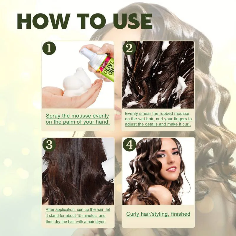 Curly Hair Mousse（207ml) For Wigs Strong Hold Olive Oil Hair Styling Mousse Anti-Frizz Hair Foam Mousse For Styling Hair Women thumbnail 6