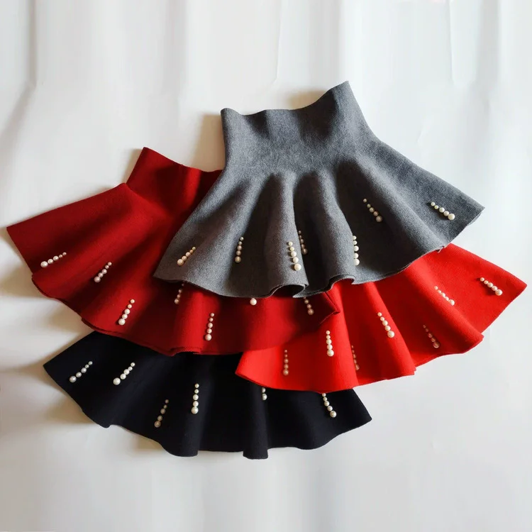Autumn Pearl Girl Skirt Mini Jupe Fille Kids Clothes Casual Girls Knitted Skirt Tutu Roupa Infantil Menina Children's Clothing thumbnail 3