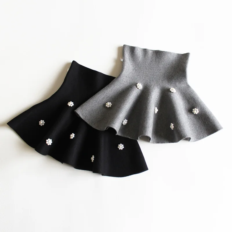 Autumn Pearl Girl Skirt Mini Jupe Fille Kids Clothes Casual Girls Knitted Skirt Tutu Roupa Infantil Menina Children's Clothing