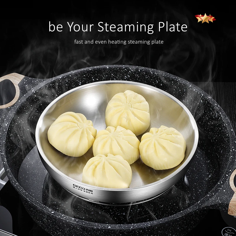 LFGB Certification Ultra Thick Pure 304 Stainless Steel Kitchen Dish Heat Insulation Banquet Plate Fall Resistant Baby Bowl thumbnail 4