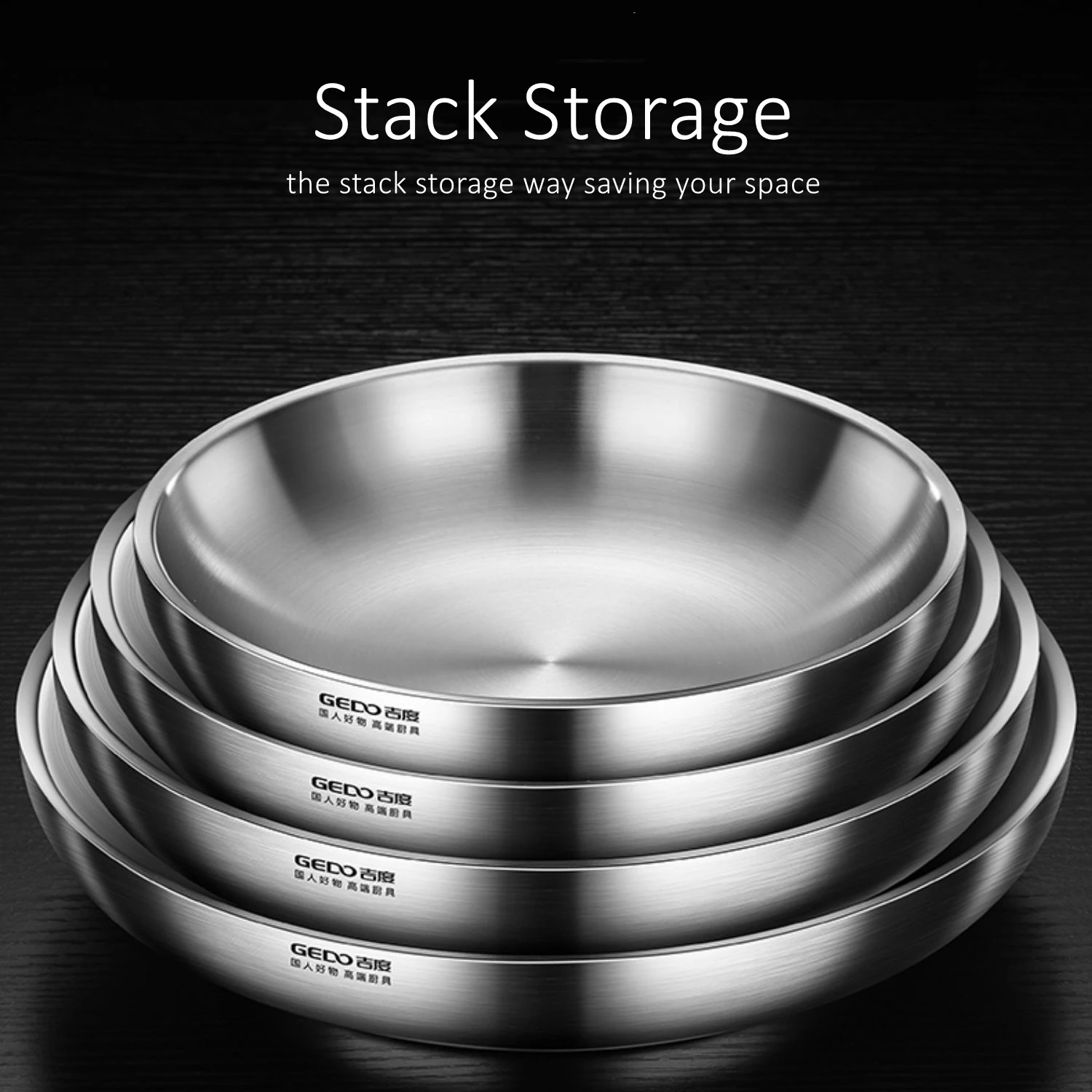 LFGB Certification Ultra Thick Pure 304 Stainless Steel Kitchen Dish Heat Insulation Banquet Plate Fall Resistant Baby Bowl thumbnail 3