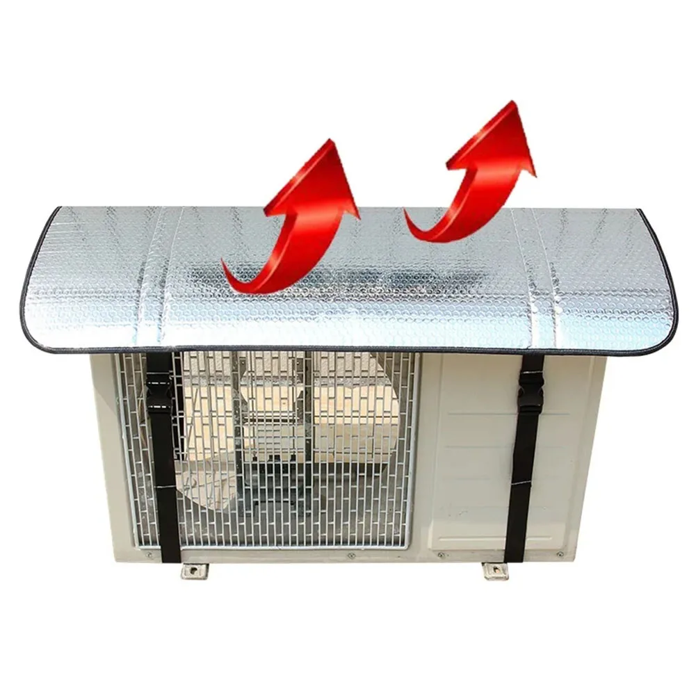Air Conditioning Cover Outdoor Rainproof Sun-Resistant Aluminum Foil Dust Cover Protective Sleeve With Elastic Band Lifting Loop thumbnail 4