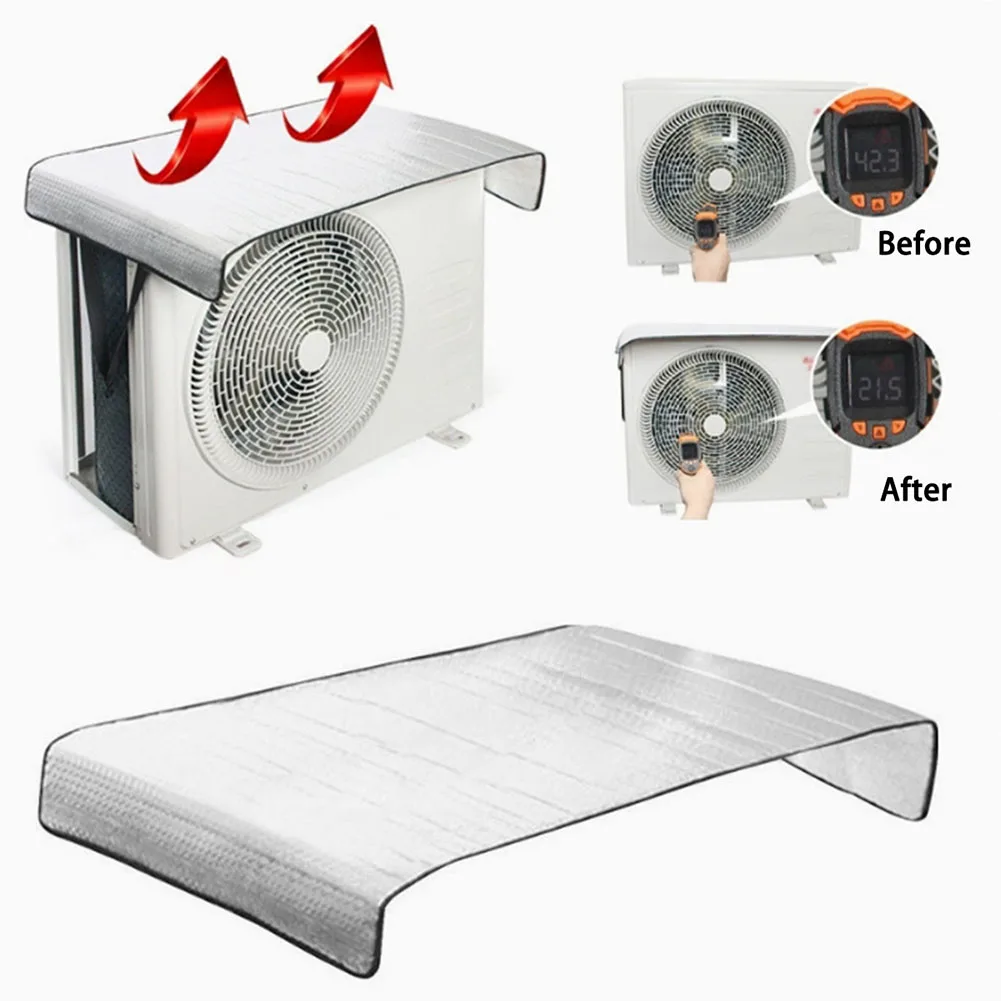 Air Conditioning Cover Outdoor Rainproof Sun-Resistant Aluminum Foil Dust Cover Protective Sleeve With Elastic Band Lifting Loop thumbnail 3