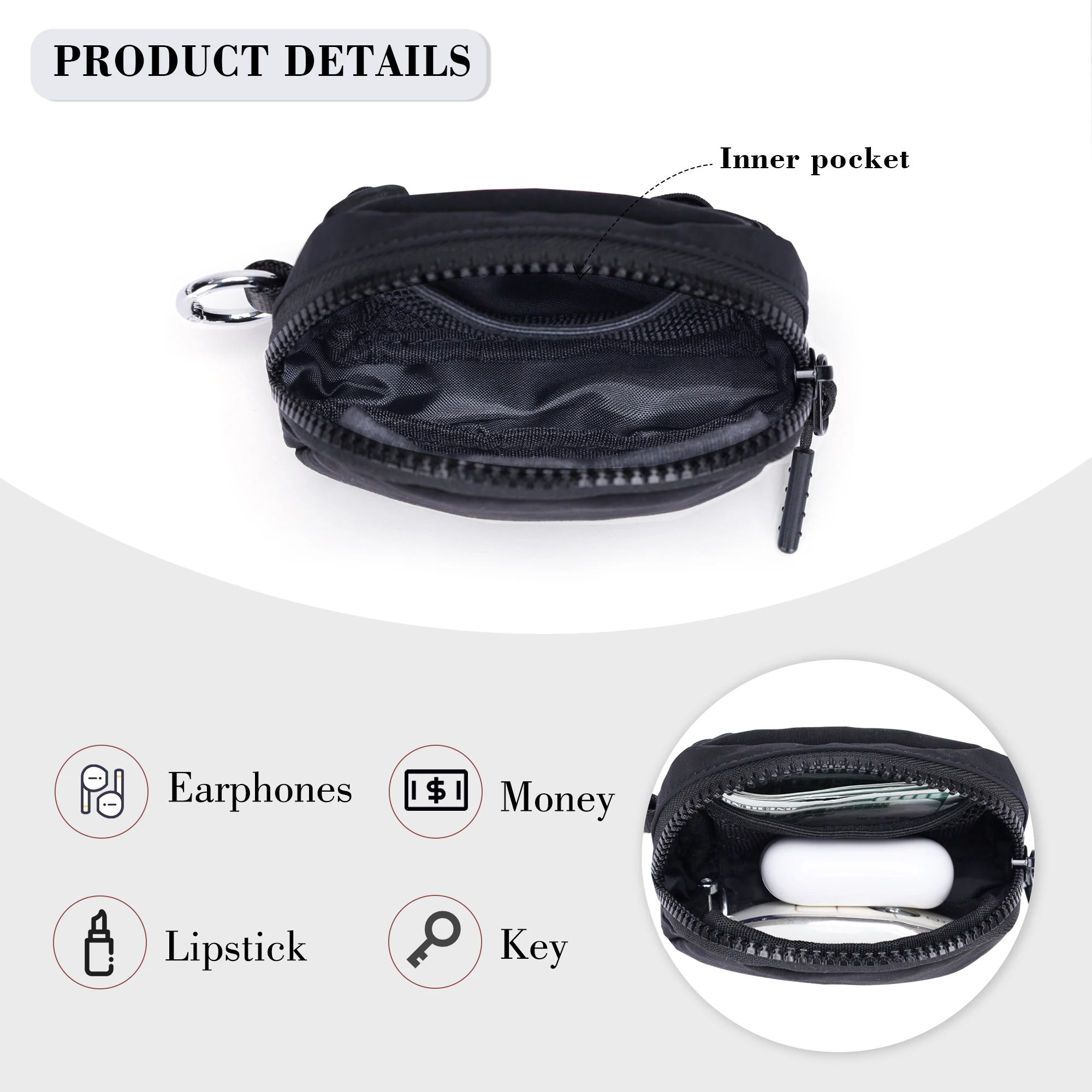 Everywhere Wrist Bag for women Portable Light Weight Purse Mini Lipstick Storage Bag with Detachable  Strap for Enjoy Sports and thumbnail 4