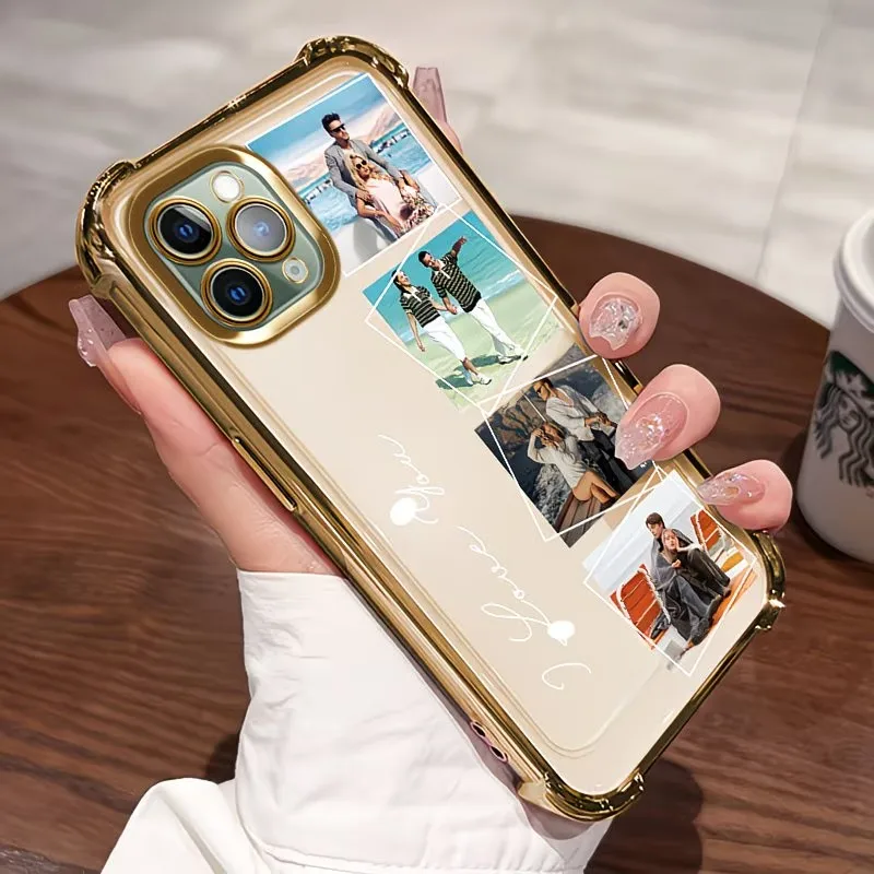 Customized Photo Electroplated Phone Case For iPhone 17 16 15 14 13 12 11 Pro Max Plus Air 16e 17e Shockproof Clear Back Cover thumbnail 3