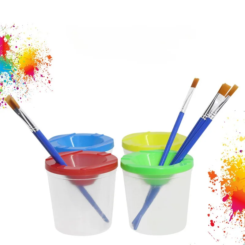 1/10pcs Children's Painting Pen Wash Cup DIY Art Graffiti Paint Pen Wash Bucket Watercolor Gouache Diy Nail Brush Pen Wash Cup