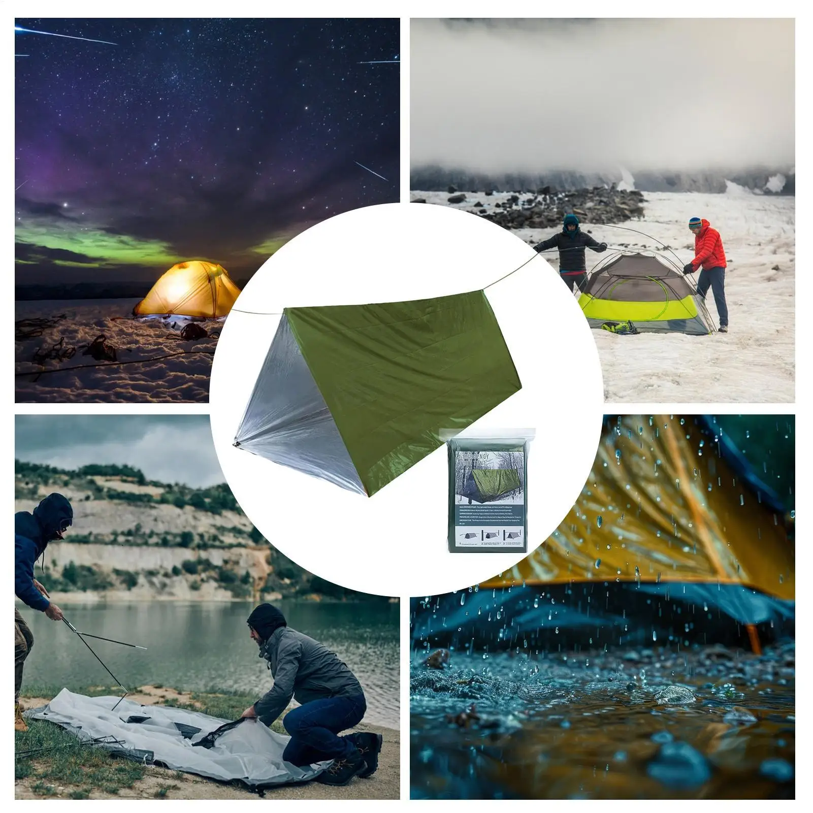 Tube Tent Life Tent 2 Person Survival Shelter Windproof Waterproof Thermal Sack Sleeping Bag Tarp Lifesaving Gear for Camping thumbnail 4