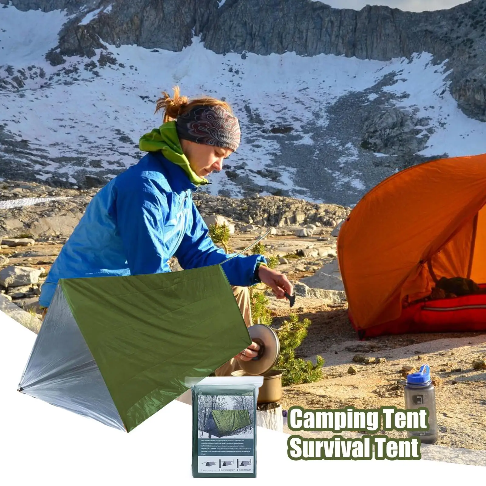 Tube Tent Life Tent 2 Person Survival Shelter Windproof Waterproof Thermal Sack Sleeping Bag Tarp Lifesaving Gear for Camping thumbnail 2