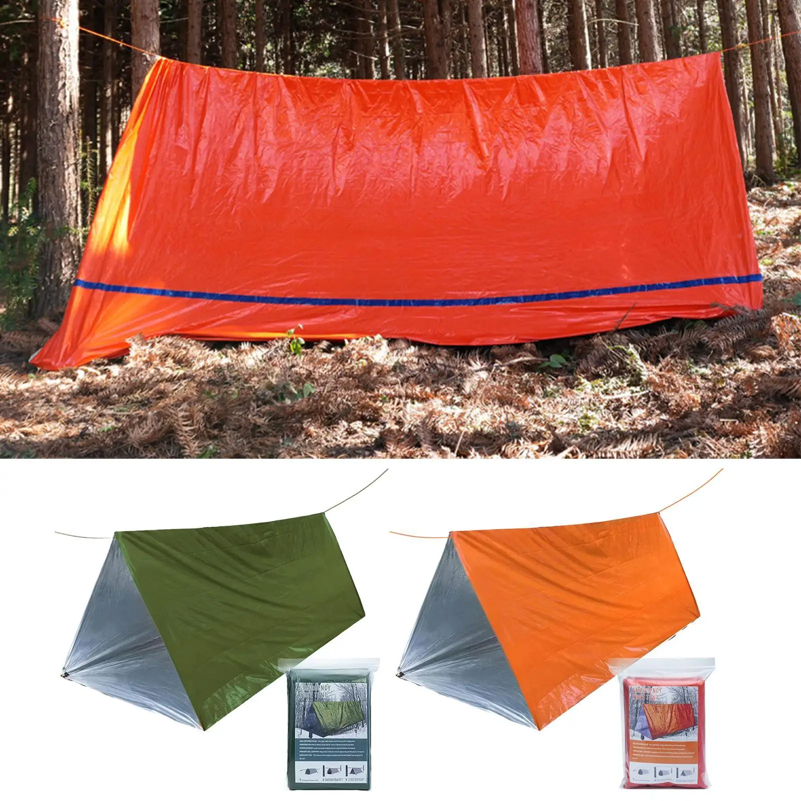 Tube Tent Life Tent 2 Person Survival Shelter Windproof Waterproof Thermal Sack Sleeping Bag Tarp Lifesaving Gear for Camping thumbnail 5