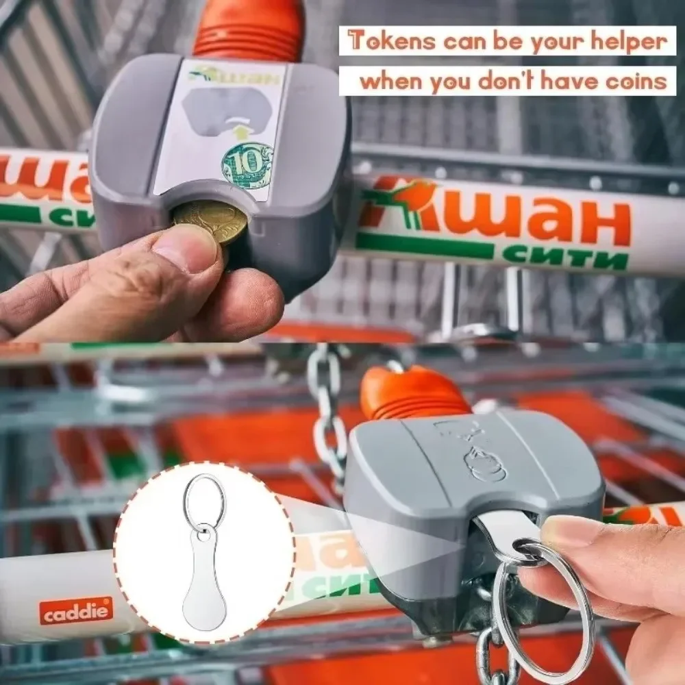 Stainless Steel Cart Shopping Token Trolley Key Keychain Waterproof Portable Keyring for Bag thumbnail 4
