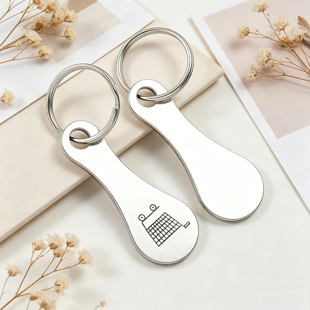 Stainless Steel Cart Shopping Token Trolley Key Keychain Waterproof Portable Keyring for Bag