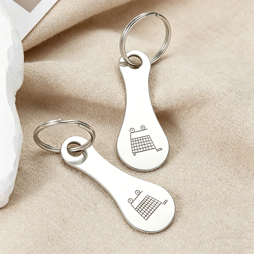 Stainless Steel Cart Shopping Token Trolley Key Keychain Waterproof Portable Keyring for Bag thumbnail 2