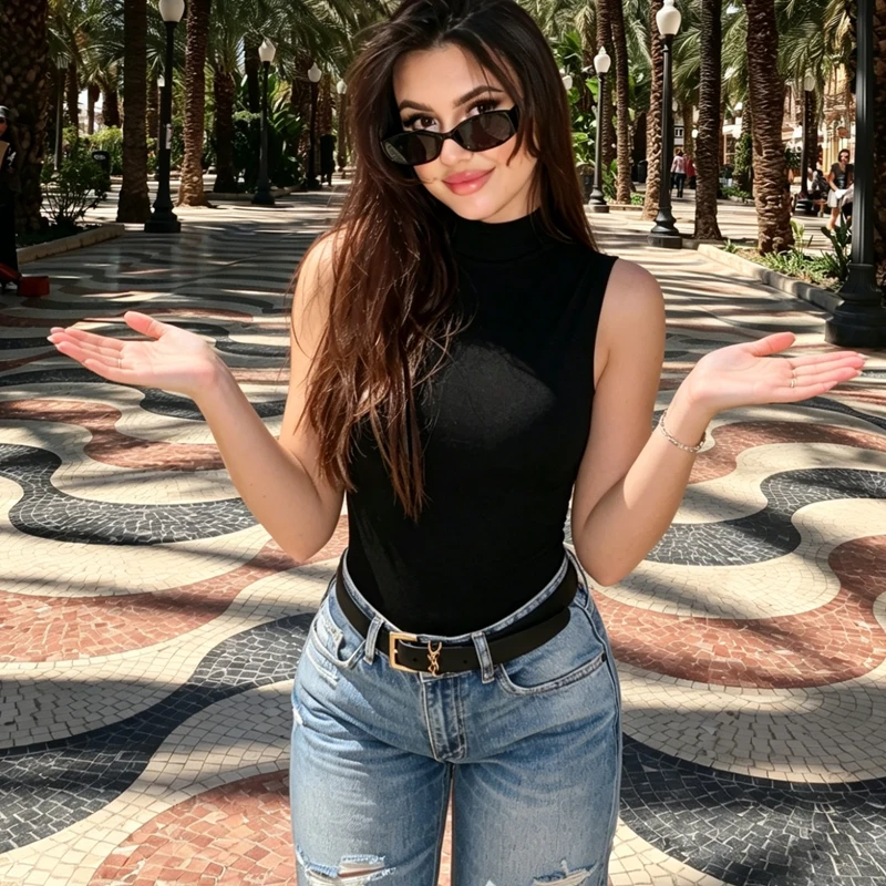 Women's Bodysuit Brown Sexy Back Hollow Out Design Bodysuit For Women 2026 Summer Sleeveless Backless High Neck Tank Top Female thumbnail 6