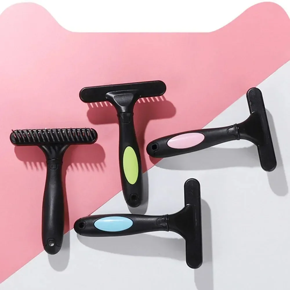 Dog Rake Deshedding Dematting Brush Comb Undercoat Rake for Dogs Cats Short Long Hair Pet Brushes Shedding with Double Row Pins thumbnail 2