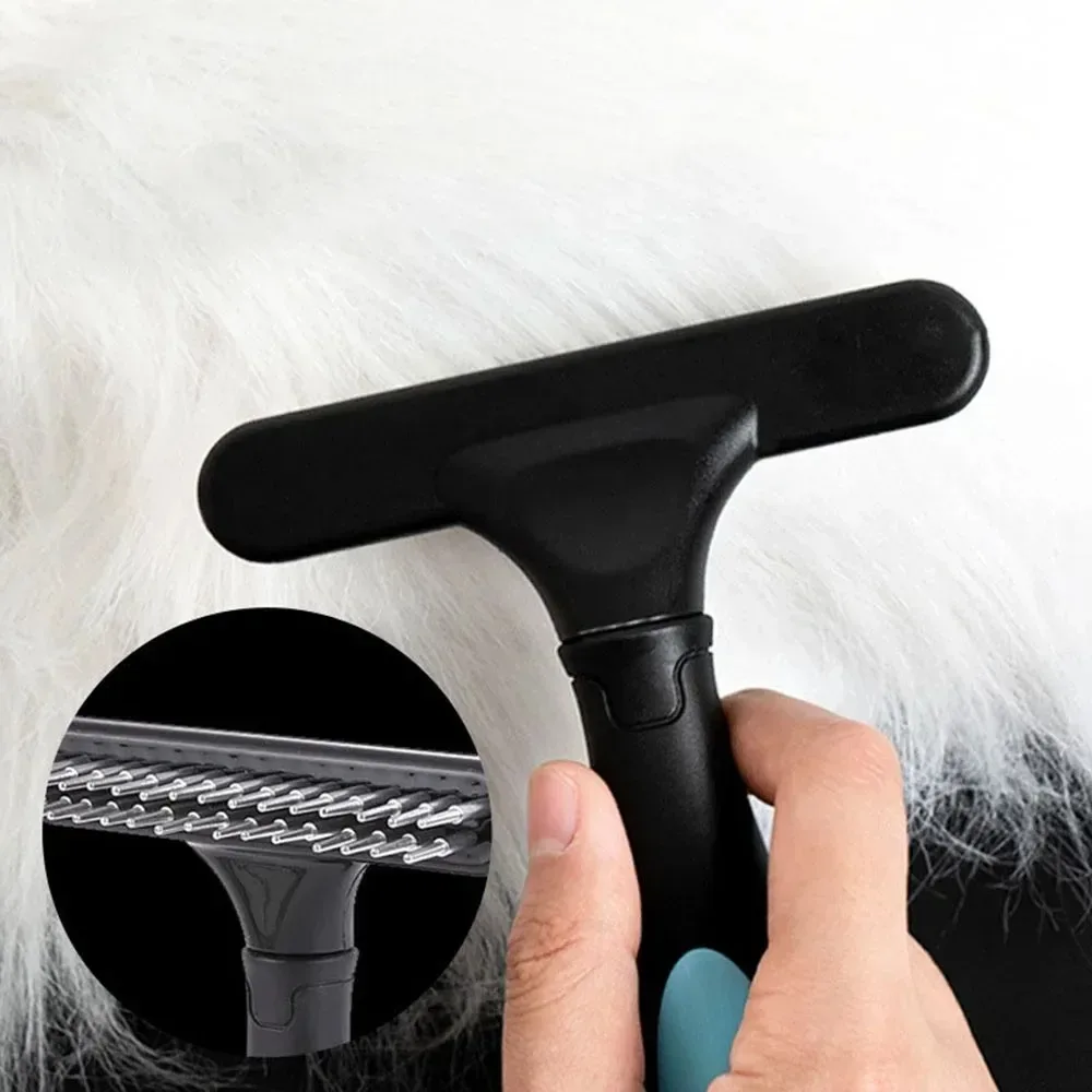 Dog Rake Deshedding Dematting Brush Comb Undercoat Rake for Dogs Cats Short Long Hair Pet Brushes Shedding with Double Row Pins thumbnail 6