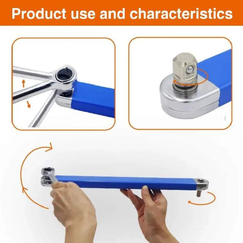 Compact Offset Extension Wrench 4 Adapter Dual Purpose Impact Socket Ratchet for Automotive Hand Tool thumbnail 3