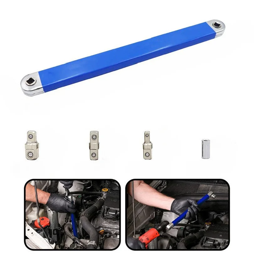 Compact Offset Extension Wrench 4 Adapter Dual Purpose Impact Socket Ratchet for Automotive Hand Tool thumbnail 2