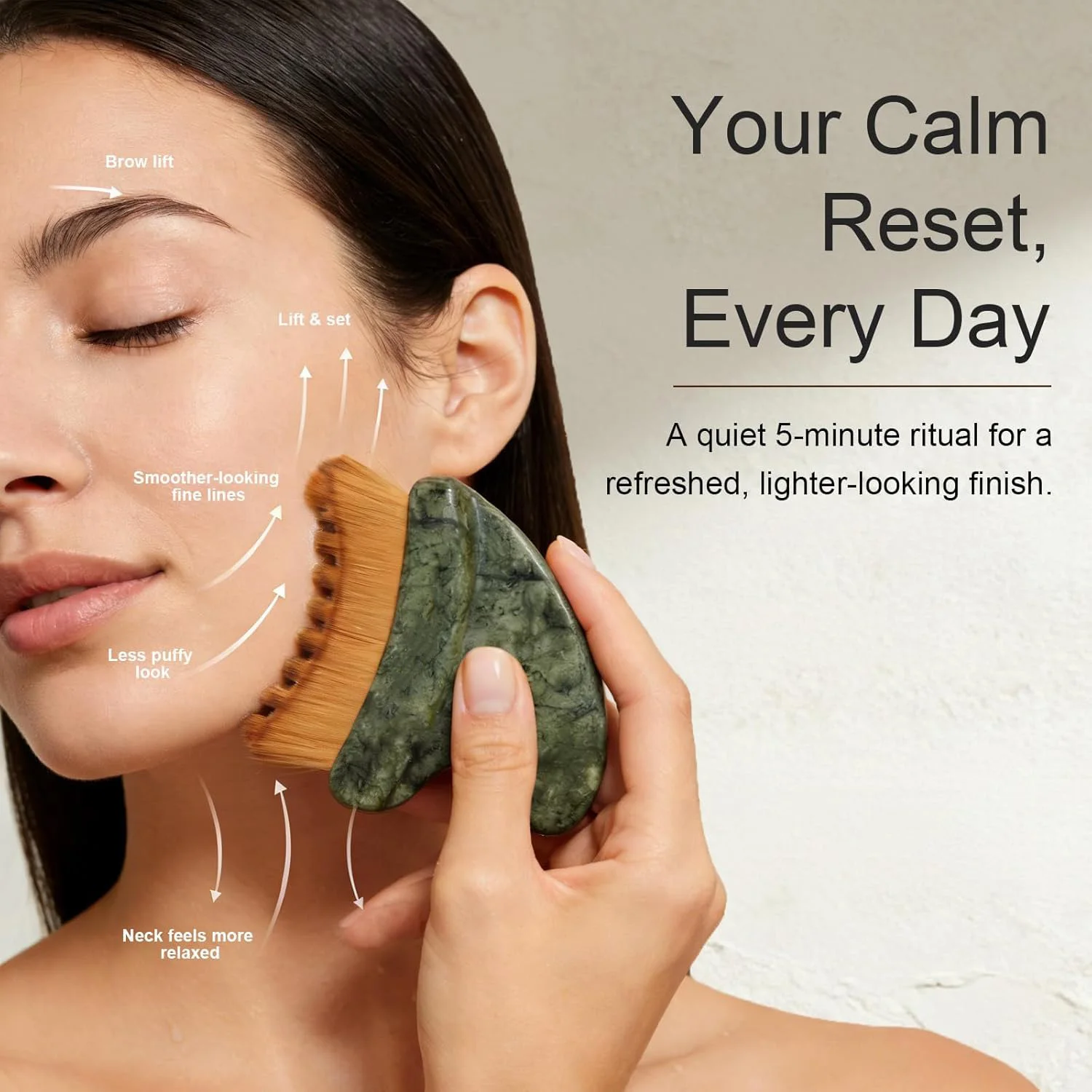 New Lymphatic Contour Face Brush,Ultra-Soft Bristles Gua Sha Facial Tools, for Lymphatic Drainage,Less Puffy Look,Sculpt & Relax