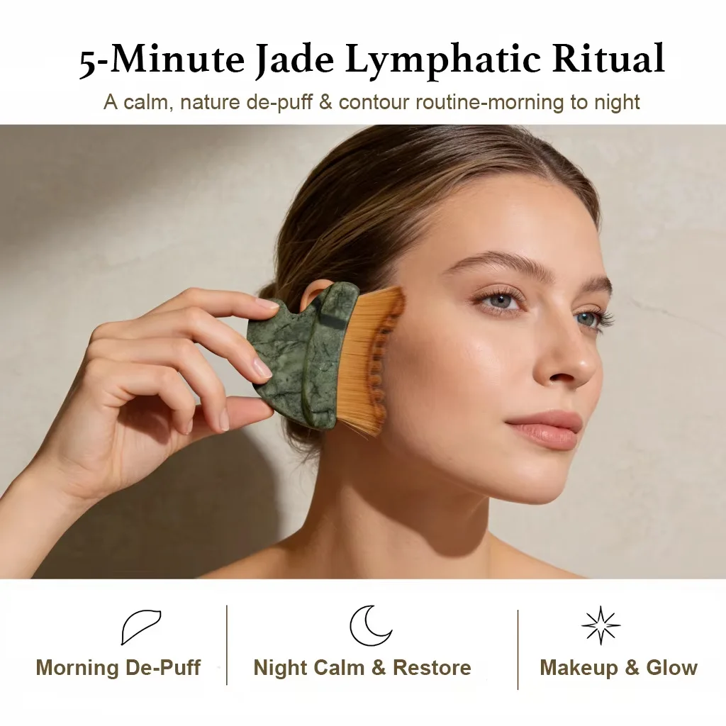 New Lymphatic Contour Face Brush,Ultra-Soft Bristles Gua Sha Facial Tools, for Lymphatic Drainage,Less Puffy Look,Sculpt & Relax thumbnail 5
