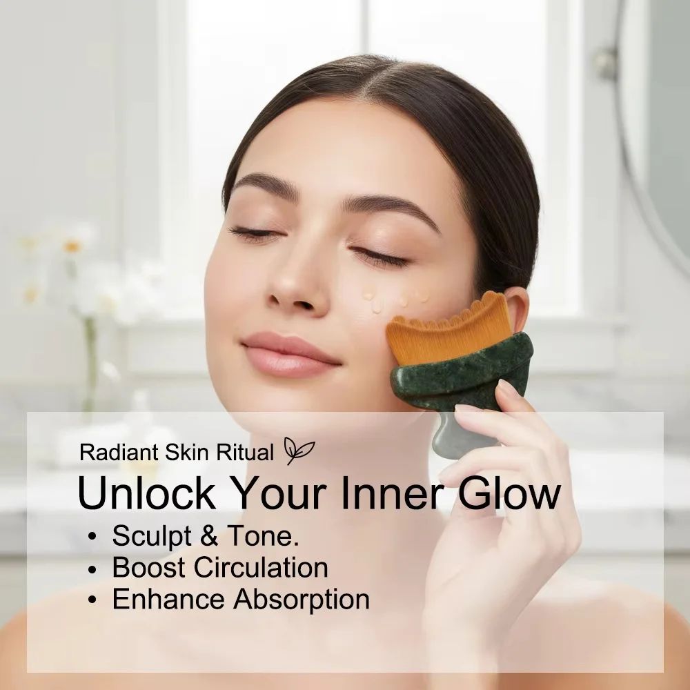 New Lymphatic Contour Face Brush,Ultra-Soft Bristles Gua Sha Facial Tools, for Lymphatic Drainage,Less Puffy Look,Sculpt & Relax thumbnail 4