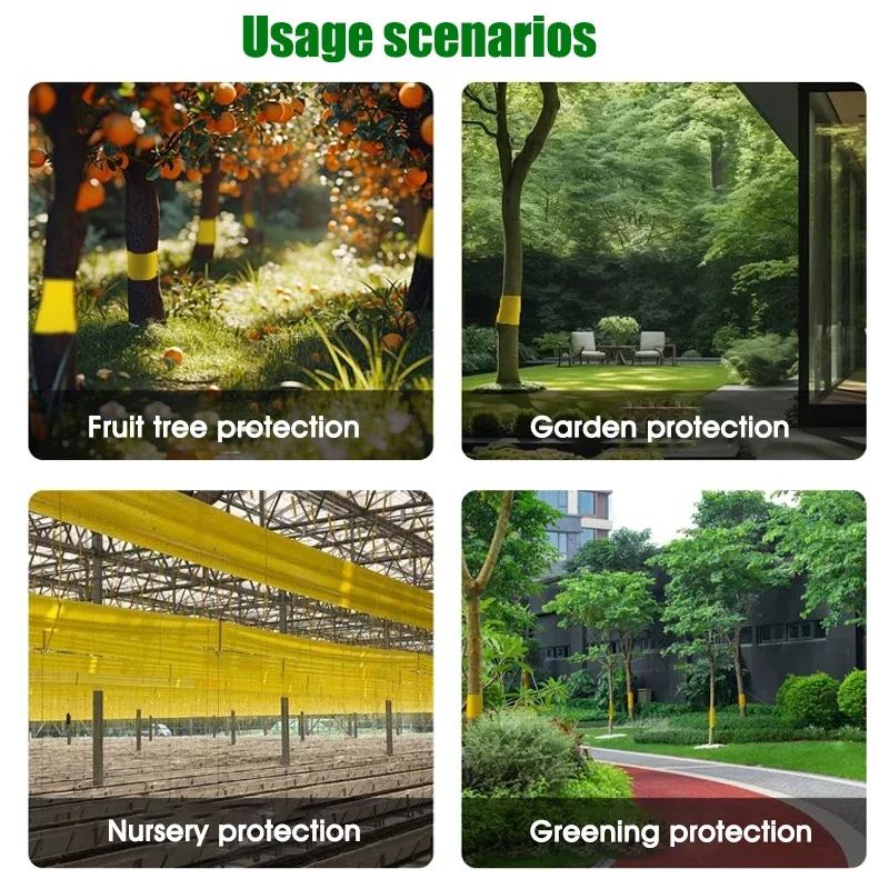 Double-Sided Sticky Insect Barrier Tape Yellow Waterproof Sticky Trap Effective Against Outdoor Pest Control for Plants Garden thumbnail 4