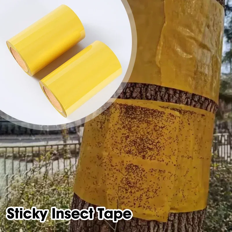 Double-Sided Sticky Insect Barrier Tape Yellow Waterproof Sticky Trap Effective Against Outdoor Pest Control for Plants Garden