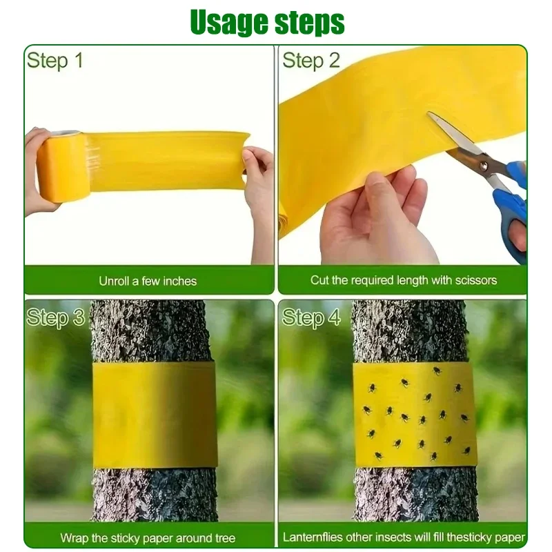 Double-Sided Sticky Insect Barrier Tape Yellow Waterproof Sticky Trap Effective Against Outdoor Pest Control for Plants Garden thumbnail 5