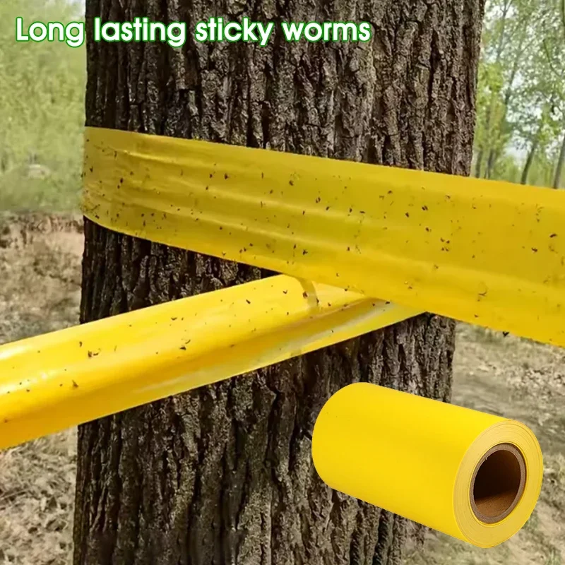 Double-Sided Sticky Insect Barrier Tape Yellow Waterproof Sticky Trap Effective Against Outdoor Pest Control for Plants Garden thumbnail 2