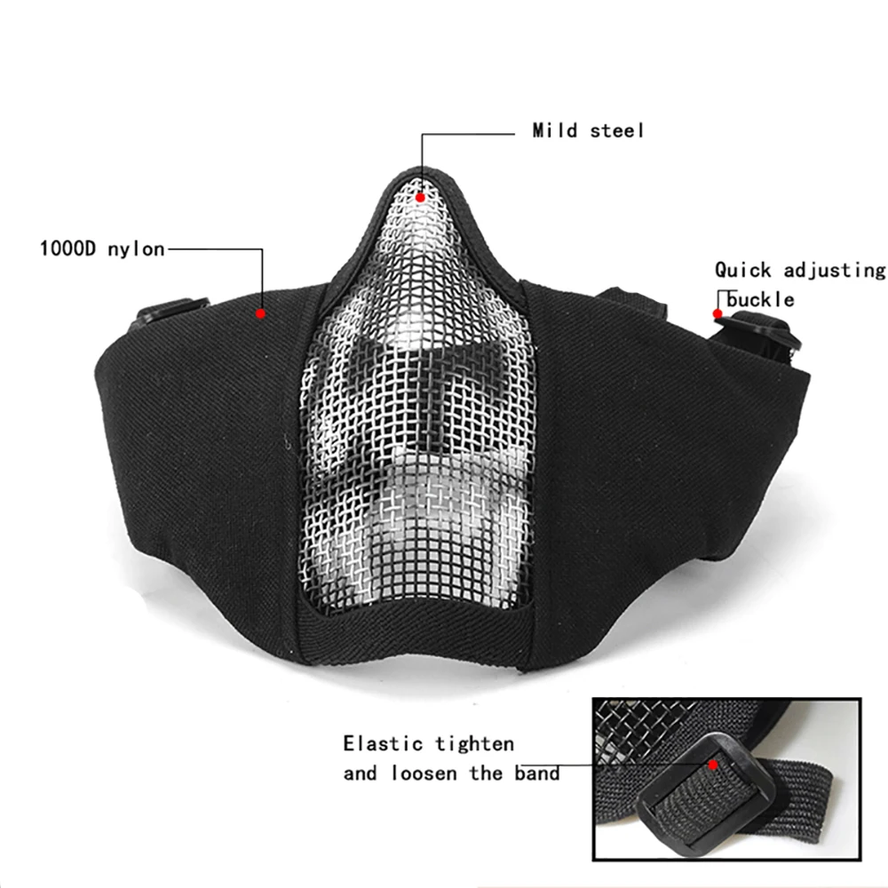 Outdoor Sport Tactical Mask Protective Strike Metal Mesh Airsoft Mask Half Face Paintball Hunting Mask thumbnail 3