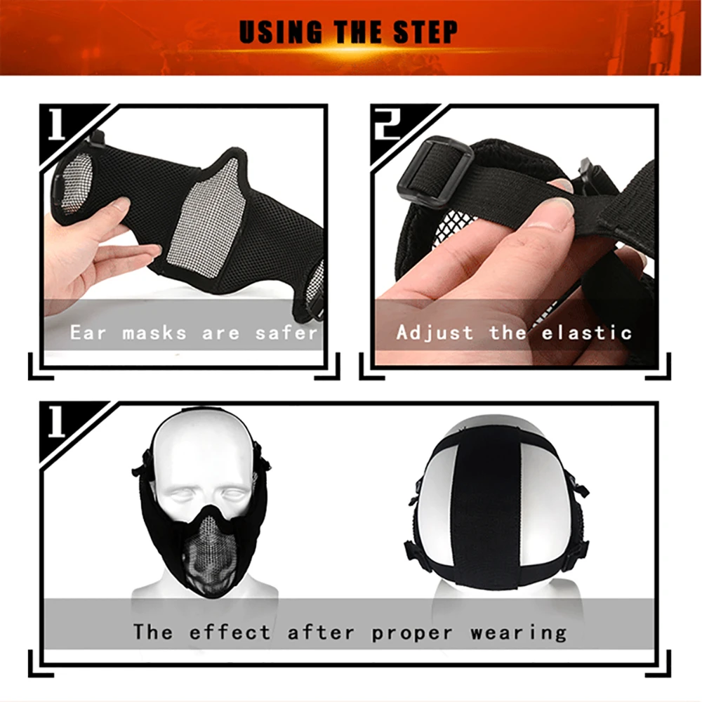 Outdoor Sport Tactical Mask Protective Strike Metal Mesh Airsoft Mask Half Face Paintball Hunting Mask thumbnail 4