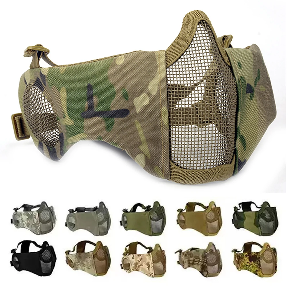 Outdoor Sport Tactical Mask Protective Strike Metal Mesh Airsoft Mask Half Face Paintball Hunting Mask