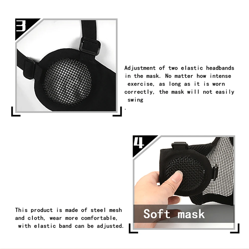 Outdoor Sport Tactical Mask Protective Strike Metal Mesh Airsoft Mask Half Face Paintball Hunting Mask thumbnail 6