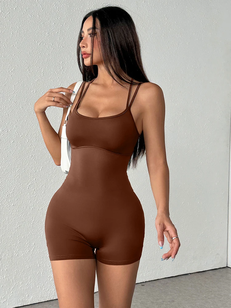 Summer New Women's Camis Sports Jumpsuits Fashion Multicolor Casual Slim Solid Sexy Camis Simple Skinny Rompers Knitted Clothing thumbnail 5