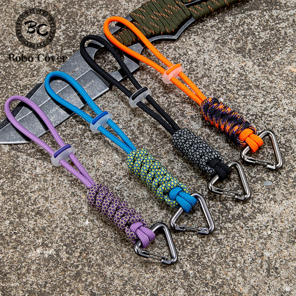 Hand Braided Paracord Keychain Men Triangular Metal Buckle Multi Color Outdoor EDC Survival Knife Lanyard Keyring Couple Jewelry