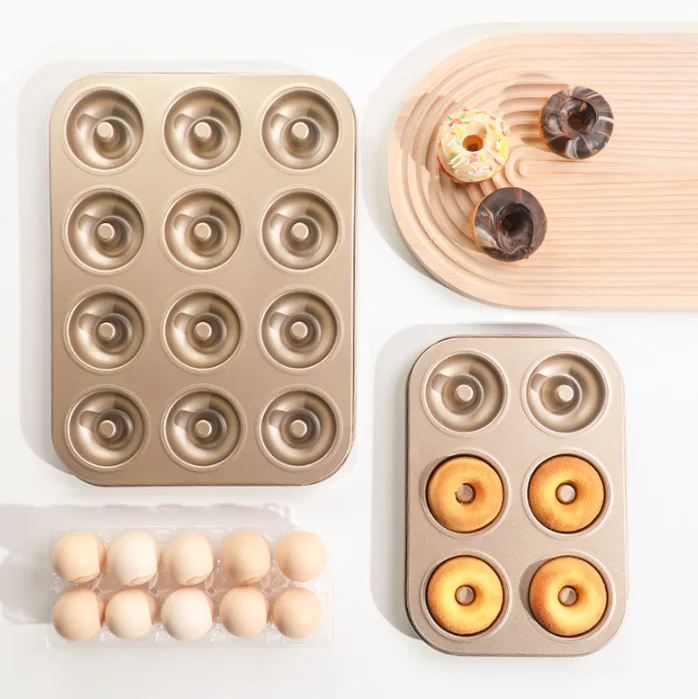 9-Piece 12-Piece Carbon Steel Donut Mold Non-Stick Baking Tray Eco-Friendly Durable Cake Mold Home Baking Tools thumbnail 2