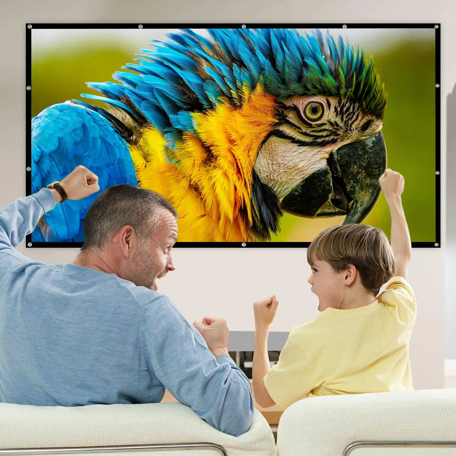 4K Portable Projection Screen Anti-Light Projector Curtain Metal Reflective Cloth Fabric High Brightness 16:9 thumbnail 3