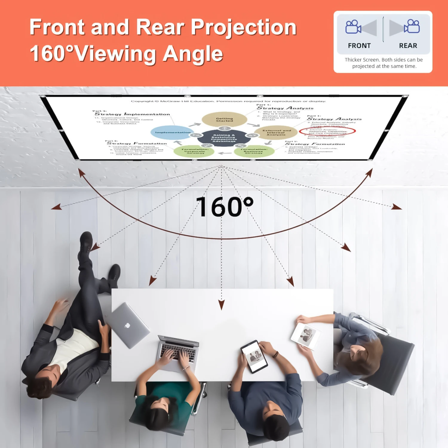 4K Portable Projection Screen Anti-Light Projector Curtain Metal Reflective Cloth Fabric High Brightness 16:9 thumbnail 6