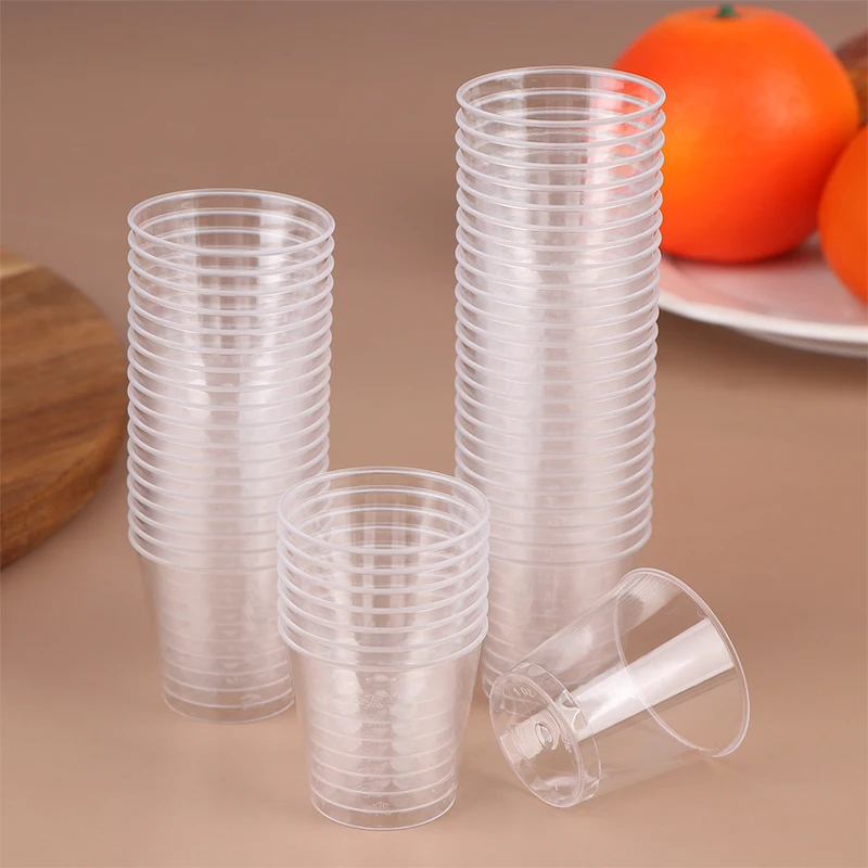 New 50Pcs 30ML Disposable Mini Clear Plastic Cup Outdoor Picnic Birthday Kitchen Party Shot Glasses Jelly Cups Tableware Tasting thumbnail 2