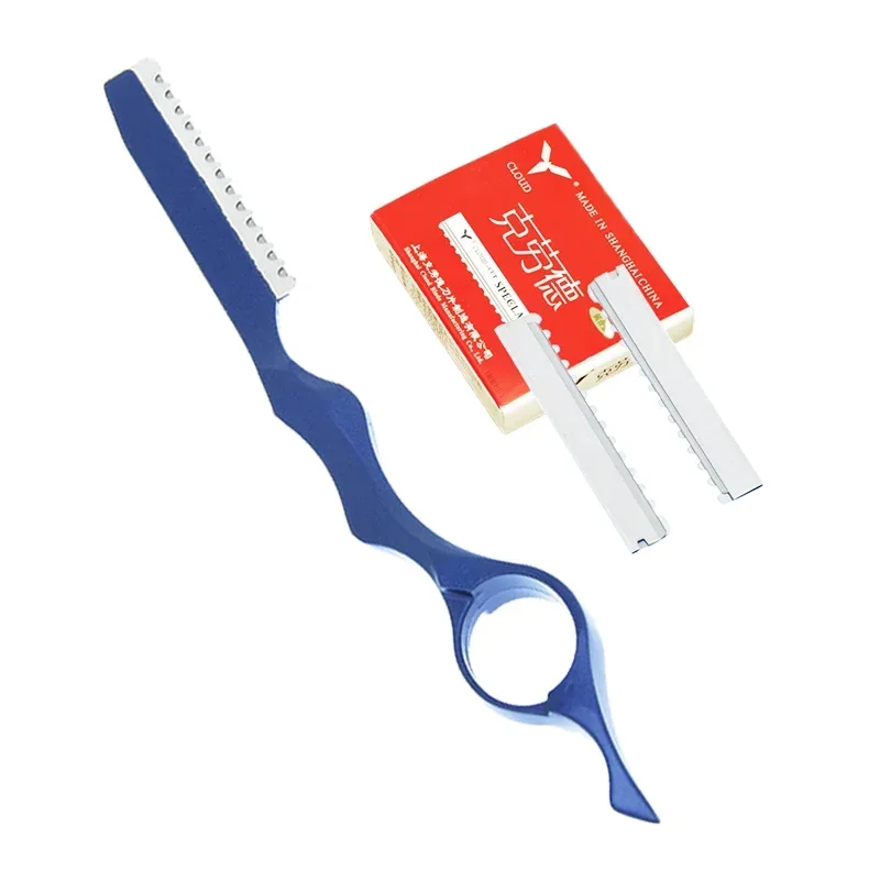 Meisha 1pcs Sharp Hair Thinning Razors 10pcs Blades Steel 440C Hair Removal Cut Knife Hairdressing Tools Home DIY Razors C0001A thumbnail 2