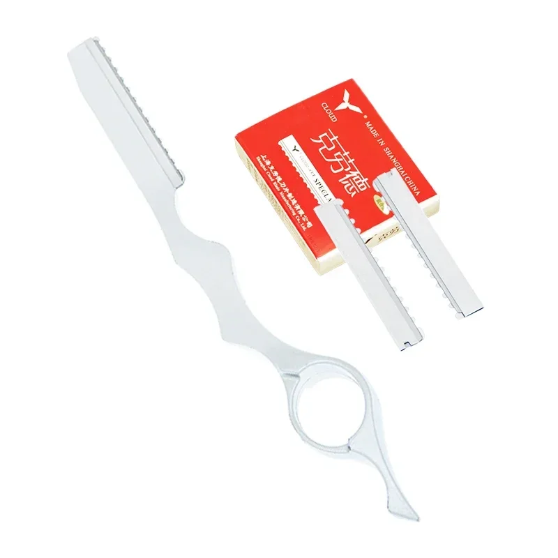 Meisha 1pcs Sharp Hair Thinning Razors 10pcs Blades Steel 440C Hair Removal Cut Knife Hairdressing Tools Home DIY Razors C0001A thumbnail 3