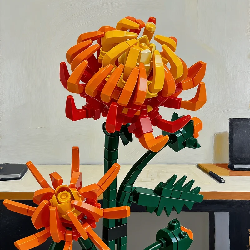 NEW MOC-Bouquet Orchid Bamboo Chrysanthemum Plum Blossom Building Blocks DIY Flowers Toy Set for Kid Adult Gift Home Decorations thumbnail 3