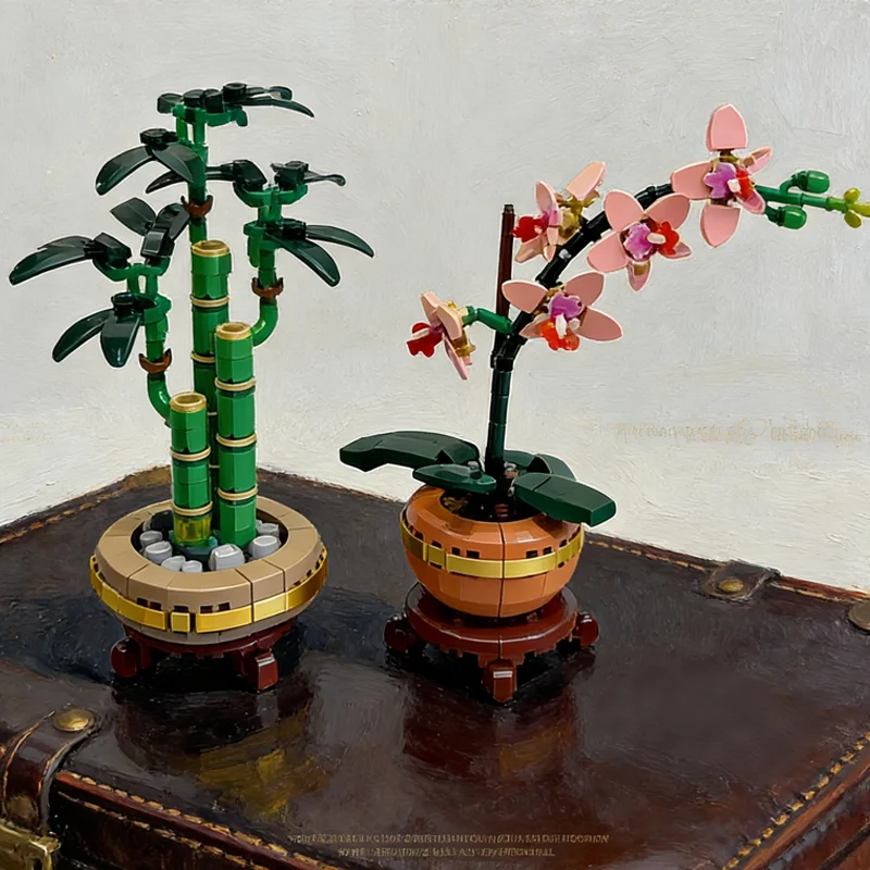 NEW MOC-Bouquet Orchid Bamboo Chrysanthemum Plum Blossom Building Blocks DIY Flowers Toy Set for Kid Adult Gift Home Decorations thumbnail 6