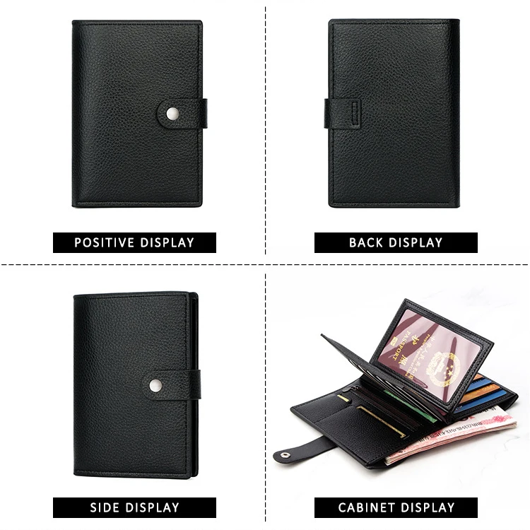 Men Women Leather Passport Wallet Large Capacity Multi Card Holder Zipper Coin Pocket RFID Blocking Clutch Secure Travel Organiz thumbnail 5