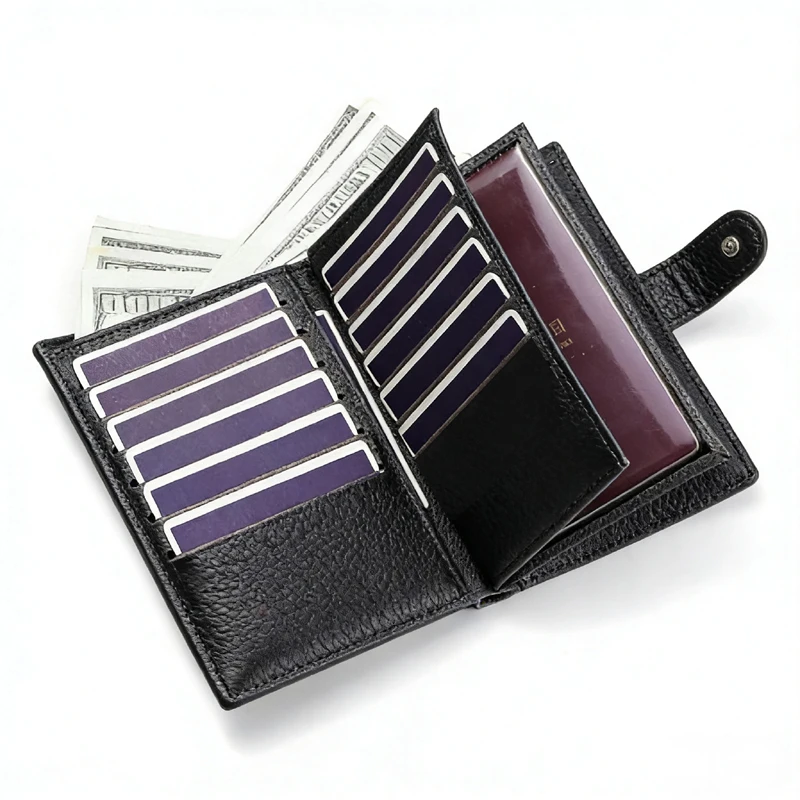 Men Women Leather Passport Wallet Large Capacity Multi Card Holder Zipper Coin Pocket RFID Blocking Clutch Secure Travel Organiz thumbnail 2