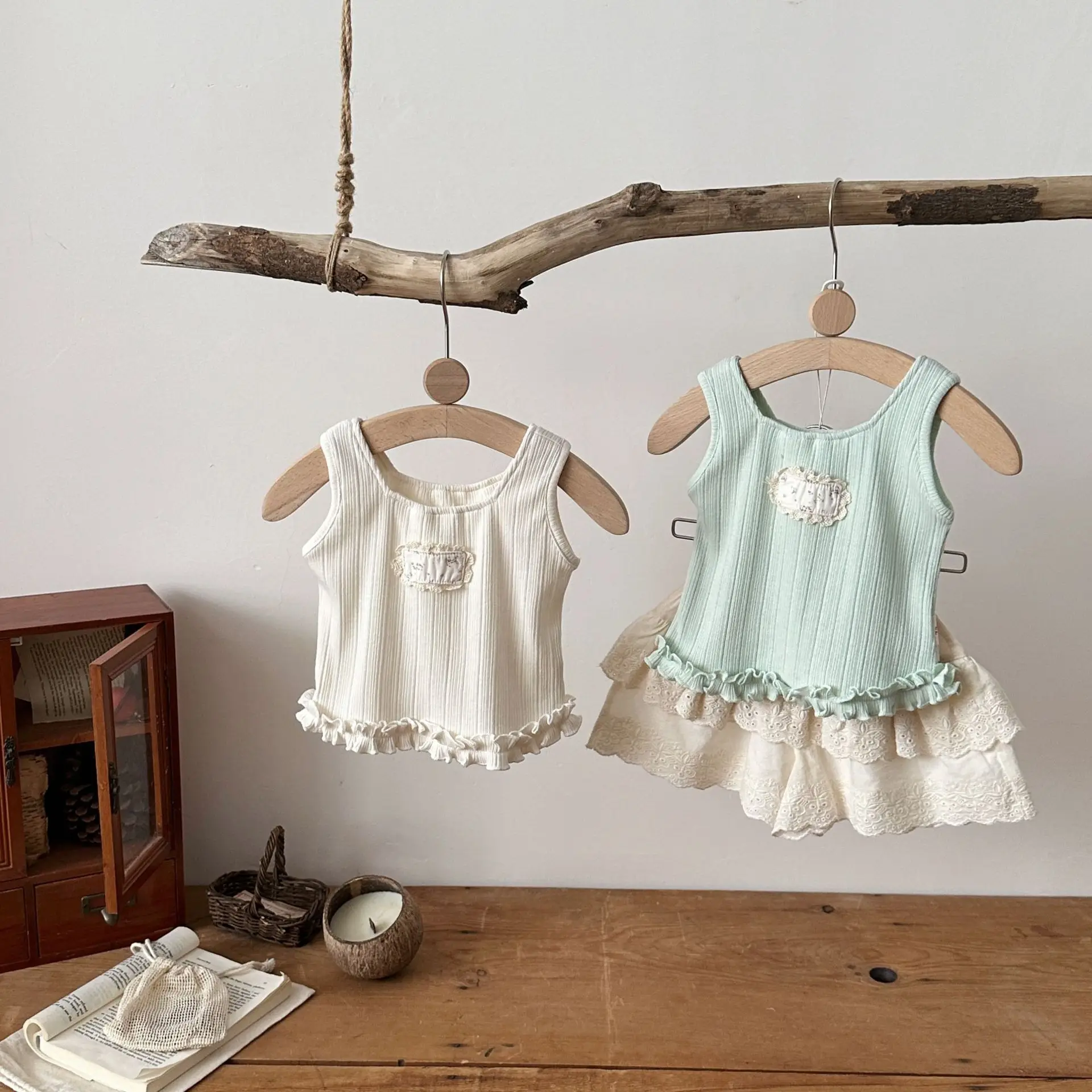 6-24M Summer Cute Baby Shorts Toddler Girls Floral Patch Ruffle Style Sleeveless Top Soft Thin Infant Clothes thumbnail 2