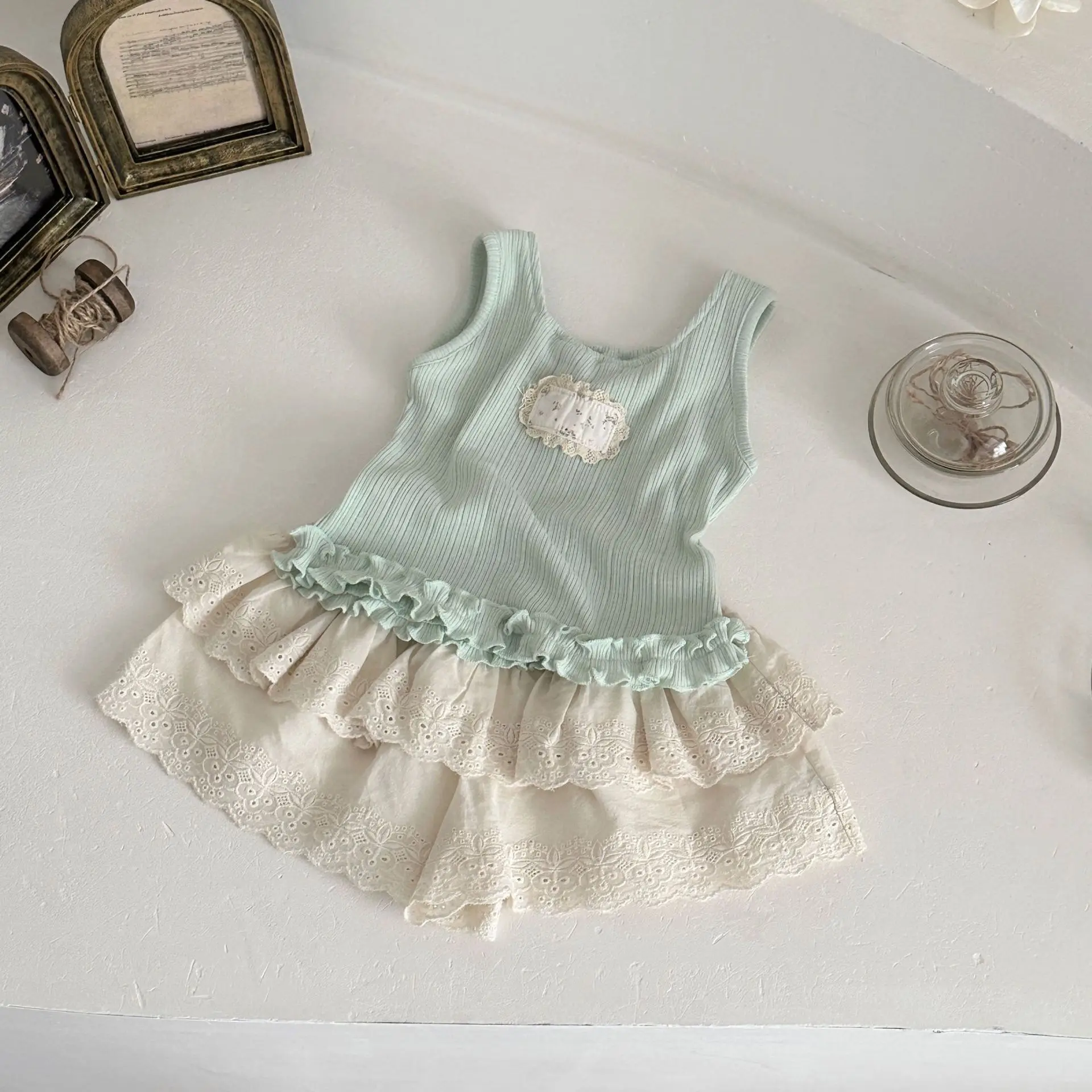 6-24M Summer Cute Baby Shorts Toddler Girls Floral Patch Ruffle Style Sleeveless Top Soft Thin Infant Clothes thumbnail 3