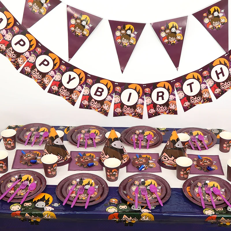 Magic School Birthday Party Decoration Disposable Tableware Paper Plate Cup Gift Bag Balloon Backgound Kid Party Halloween Favor thumbnail 5
