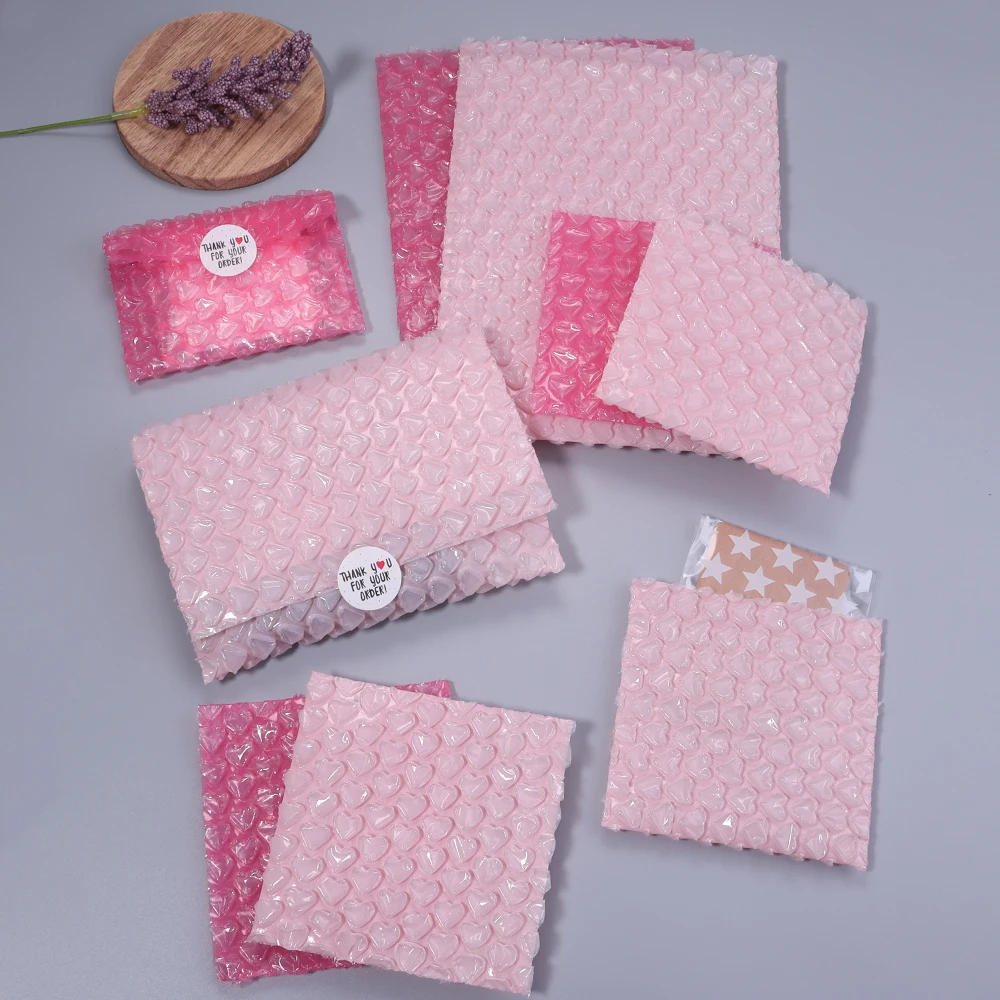 10pcs/lot Pink Heart Bubble Bags Bubble Envelope Padded Envelopes Storage Bag Business Bubble Mailers Shipping Packaging Pouches thumbnail 2