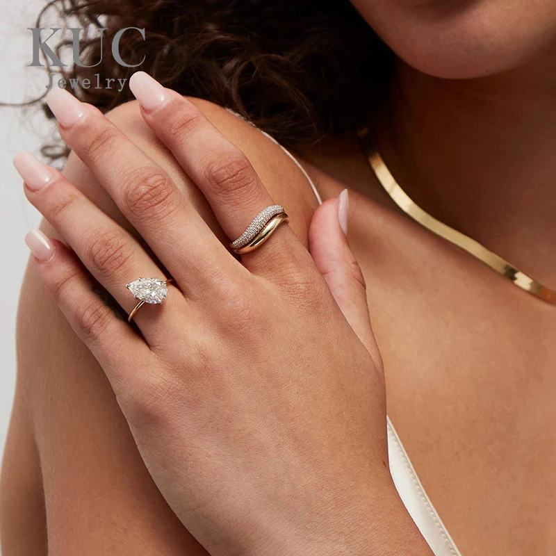 KUC Designer Jewelry Cloud Stackable Duo Set Rings Girls Original Certificate 925 Sterling Silver Geometric Ring Woman D thumbnail 2