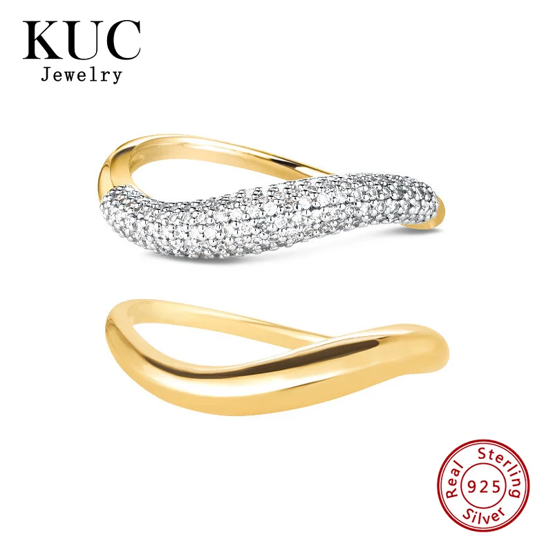 KUC Designer Jewelry Cloud Stackable Duo Set Rings Girls Original Certificate 925 Sterling Silver Geometric Ring Woman D thumbnail 4